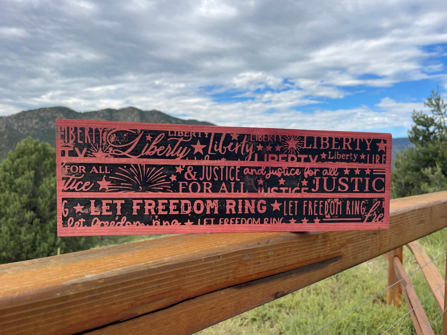 Let Freedom Ring Flag Stripe Sign