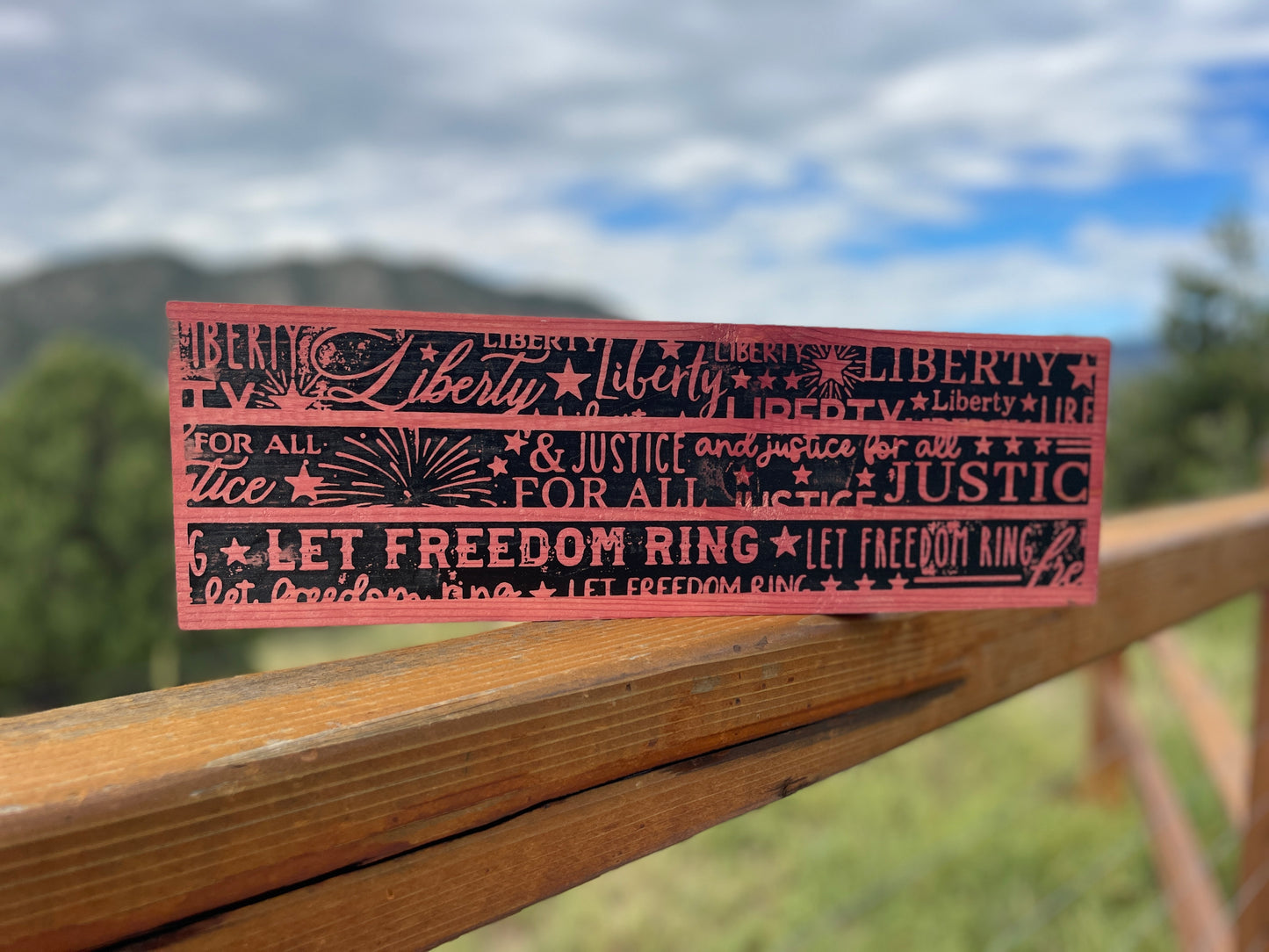 Let Freedom Ring Flag Stripe Sign