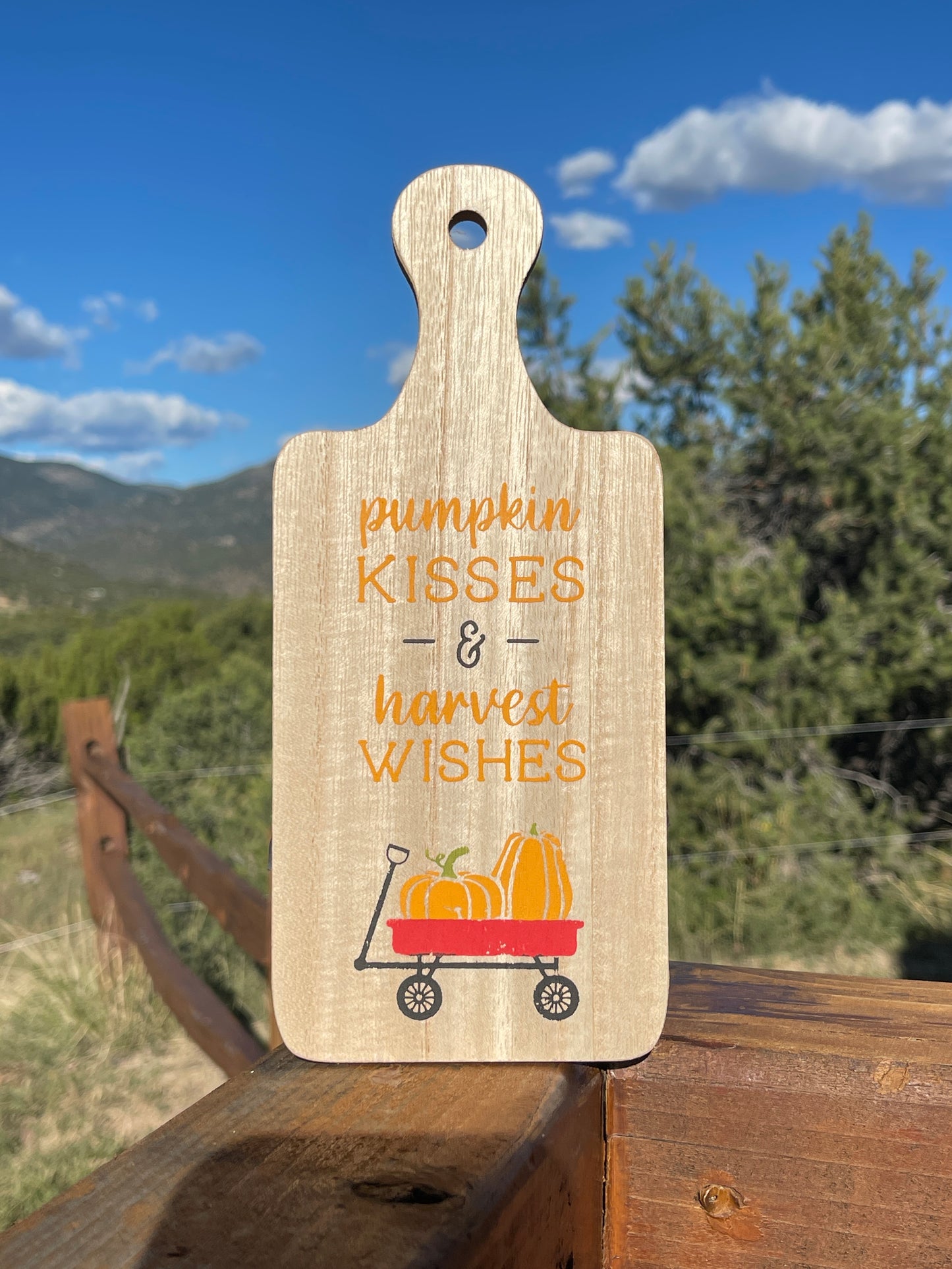 Pumpkin Kisses & Harvest Wishes Hanging Board