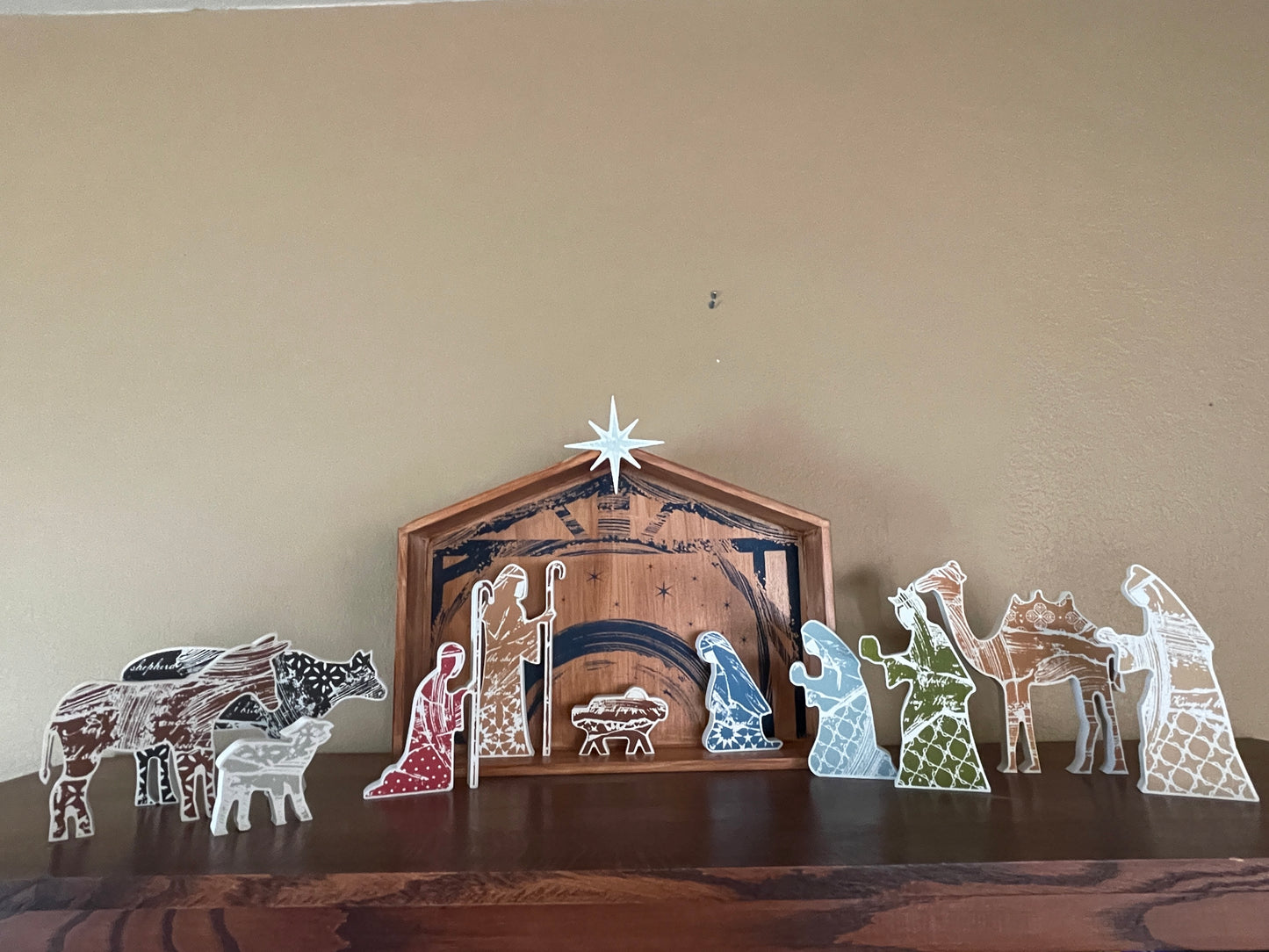 Wood Nativity Scene (13 pieces)