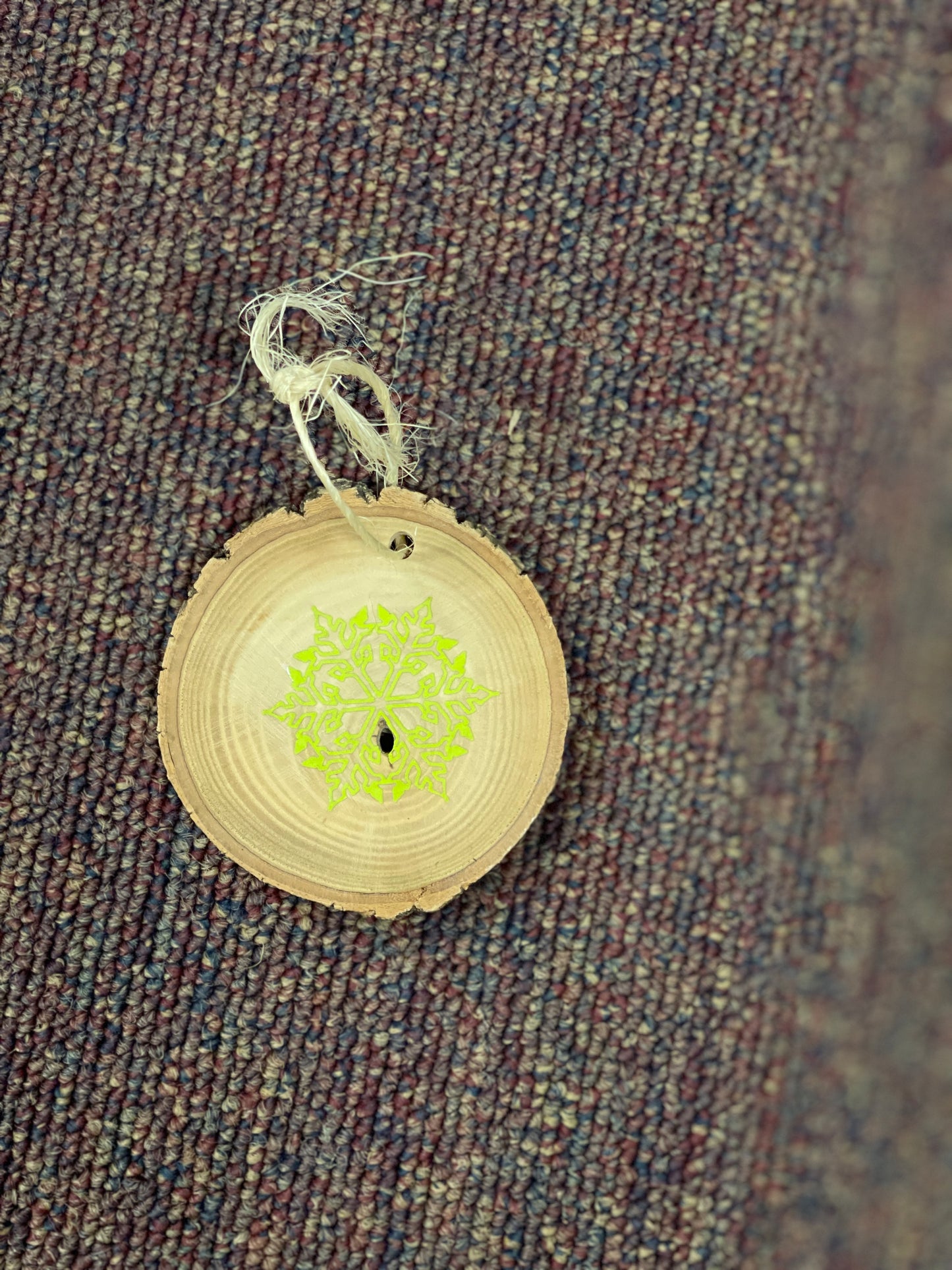 Green Snowflake Wood Splice Ornament