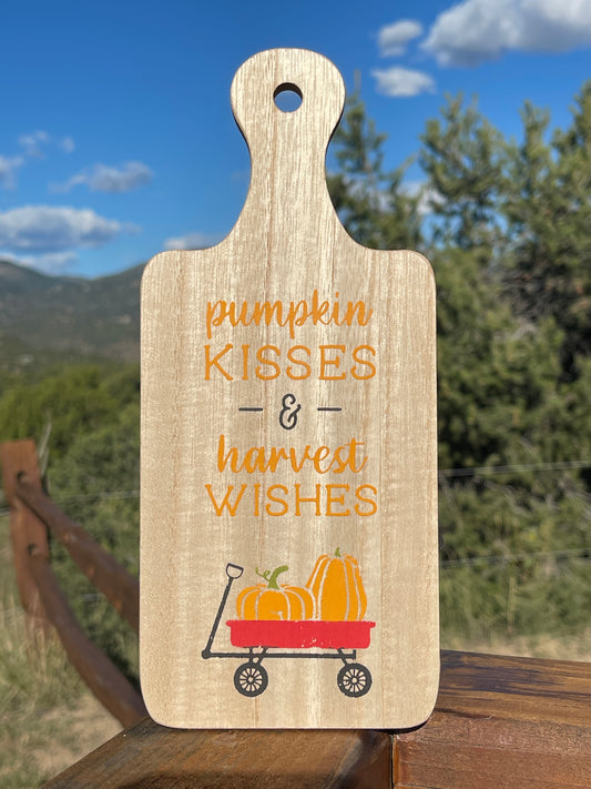 Pumpkin Kisses & Harvest Wishes Hanging Board