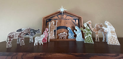 Wood Nativity Scene (13 pieces)