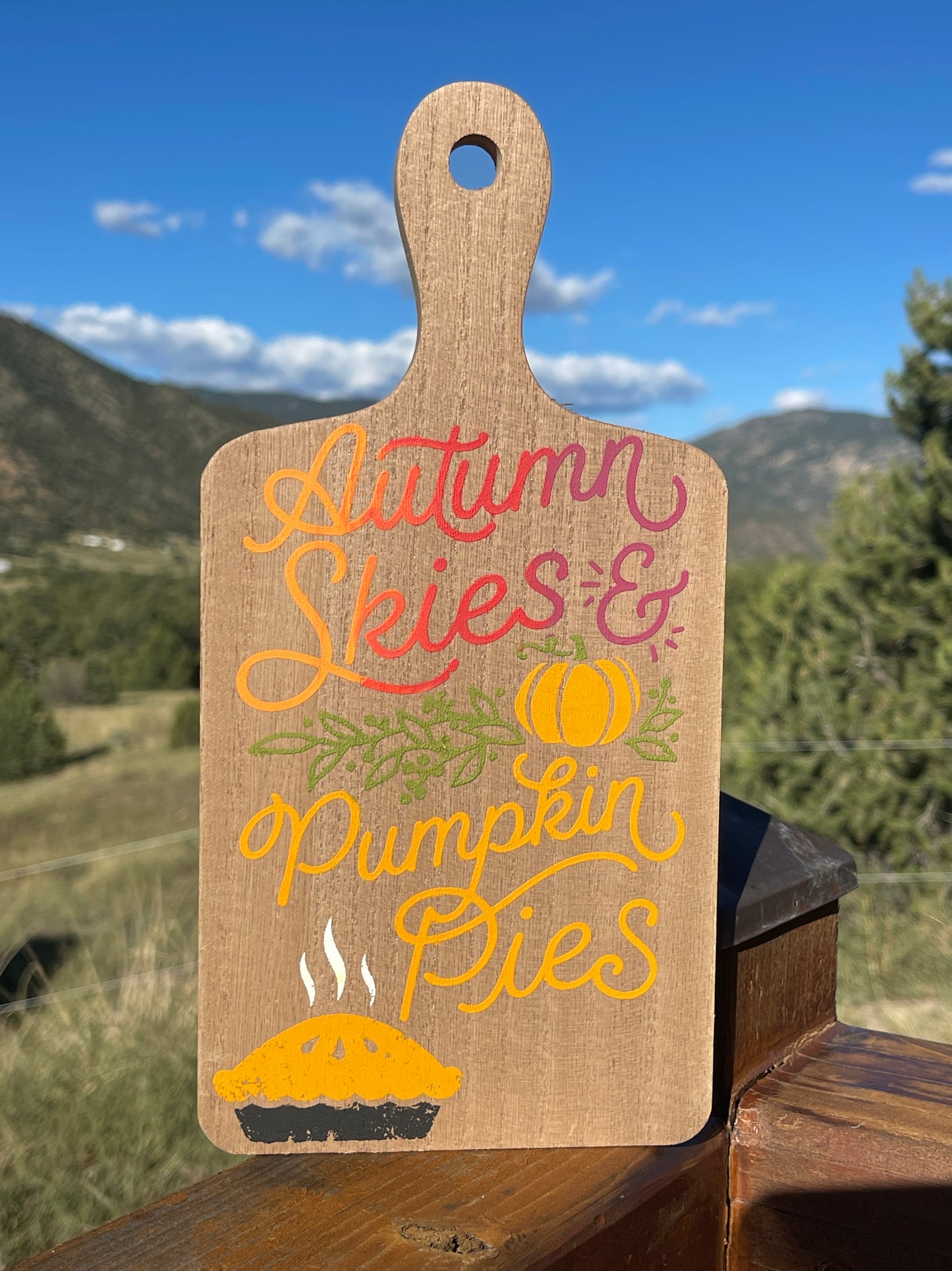 Autumn Skies & Pumpkin Pies Hanging Board