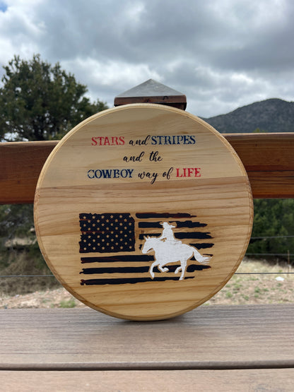 Stars and Stripes and the Cowboy Life Patriotic Round