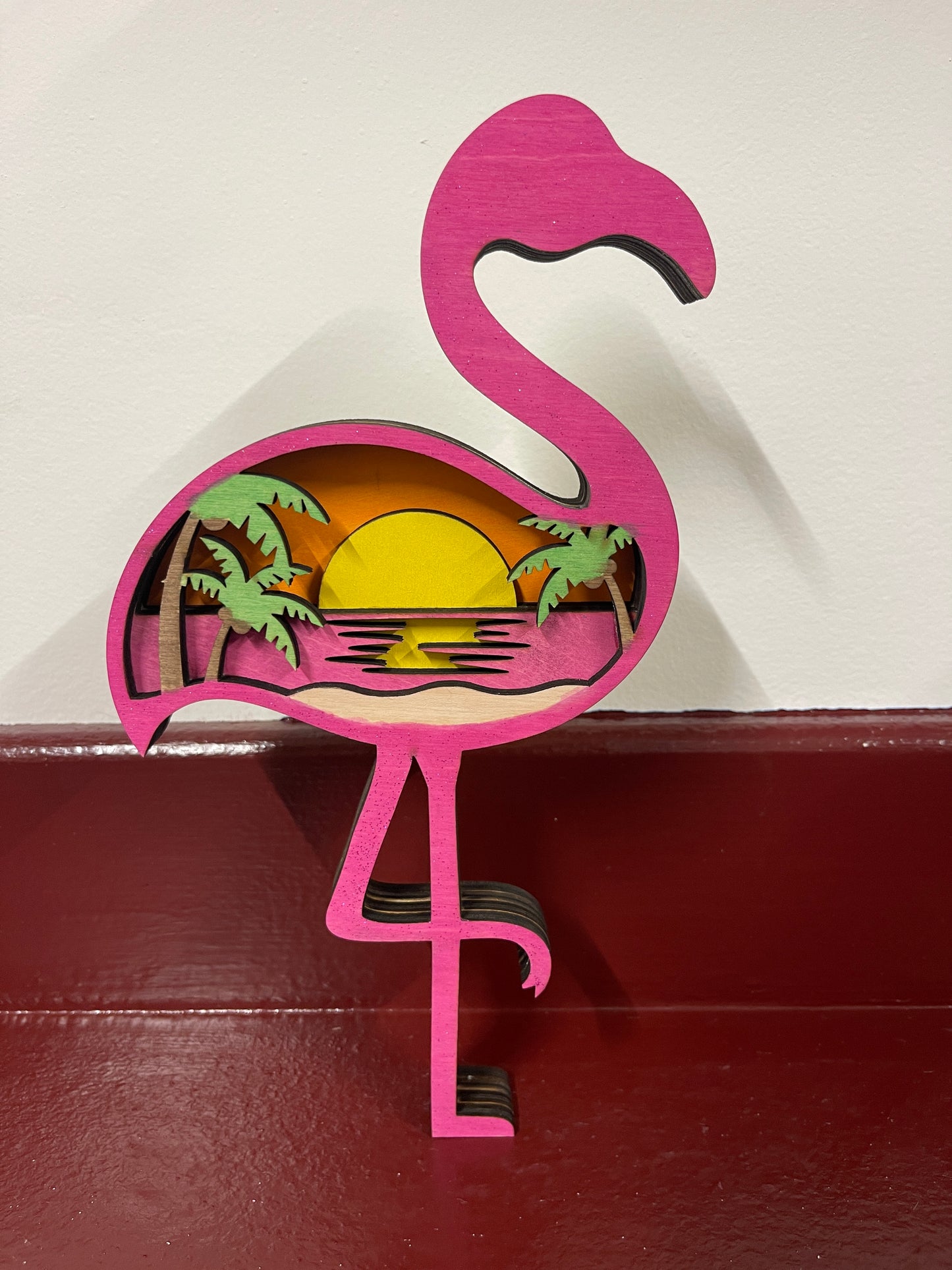 Layered Flamingo Beach Scene