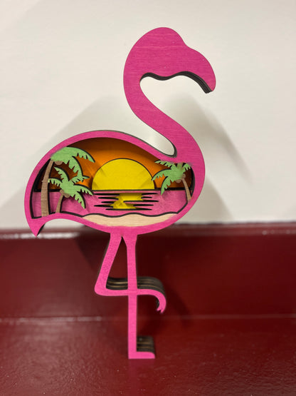 Layered Flamingo Beach Scene