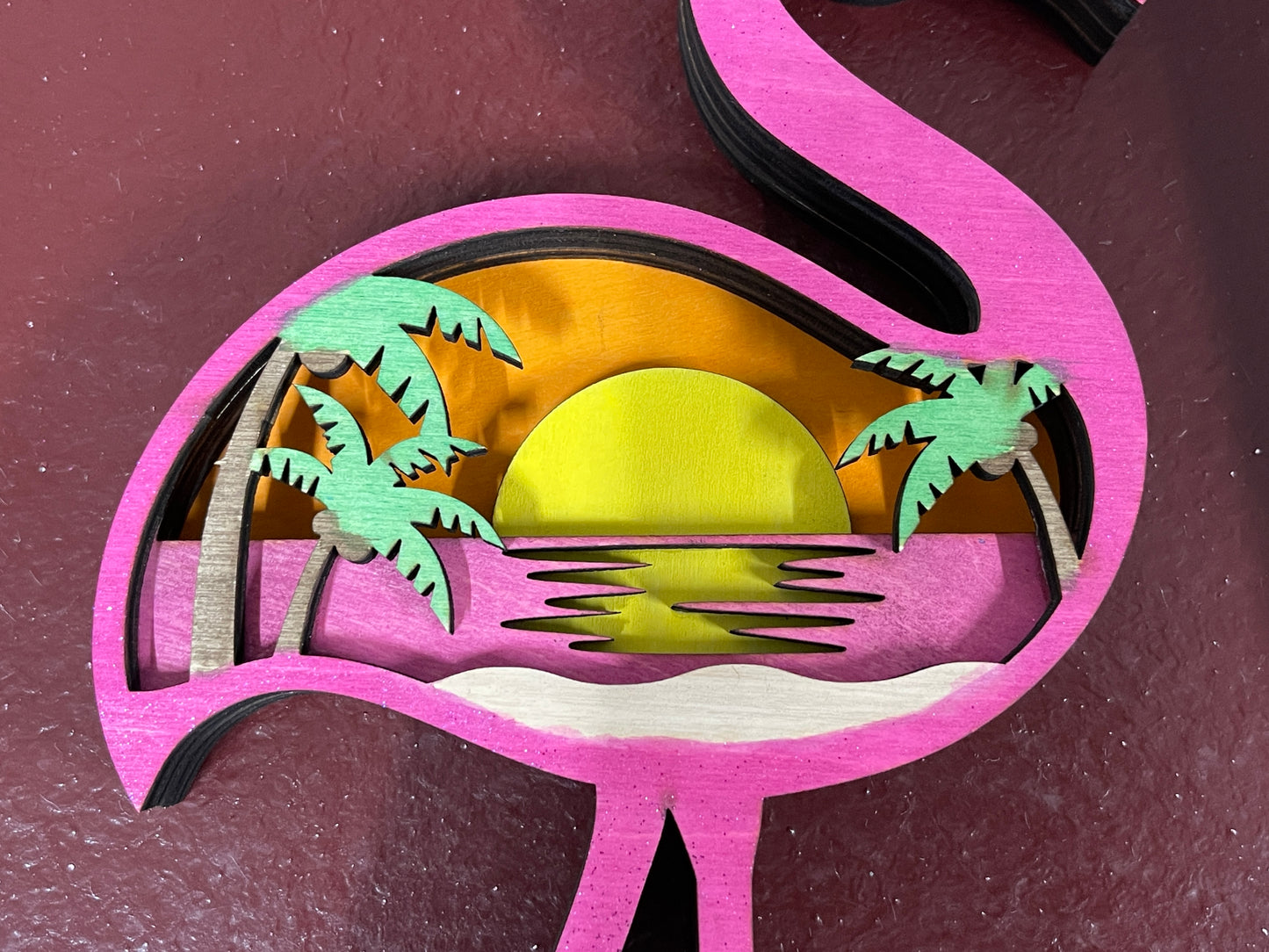 Layered Flamingo Beach Scene