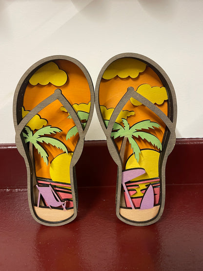 Layered Flip Flop Sunset Beach Scene Set