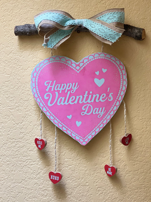 Happy Valentine's Day Hanging Heart with Danglies