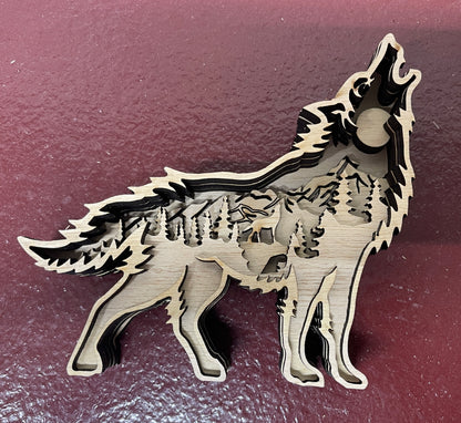 Blank Layered Howling Wolf